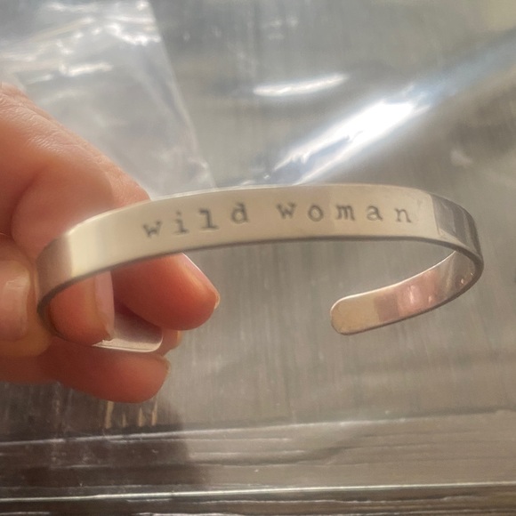 Wild Woman Stamped Silver cuff Bracelet - Picture 3 of 8